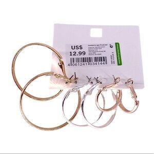 Beeline Women's 3 Pairs Hoop Earring Set